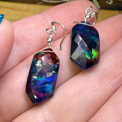 on the turning tide - large rainbow aurora earrings