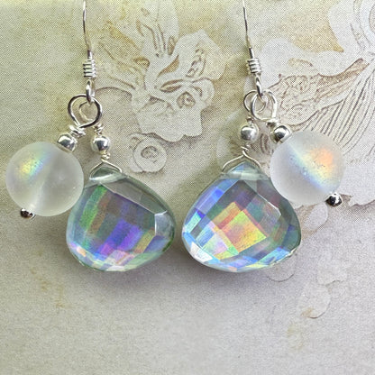 on the turning tide -  moon-glass earrings