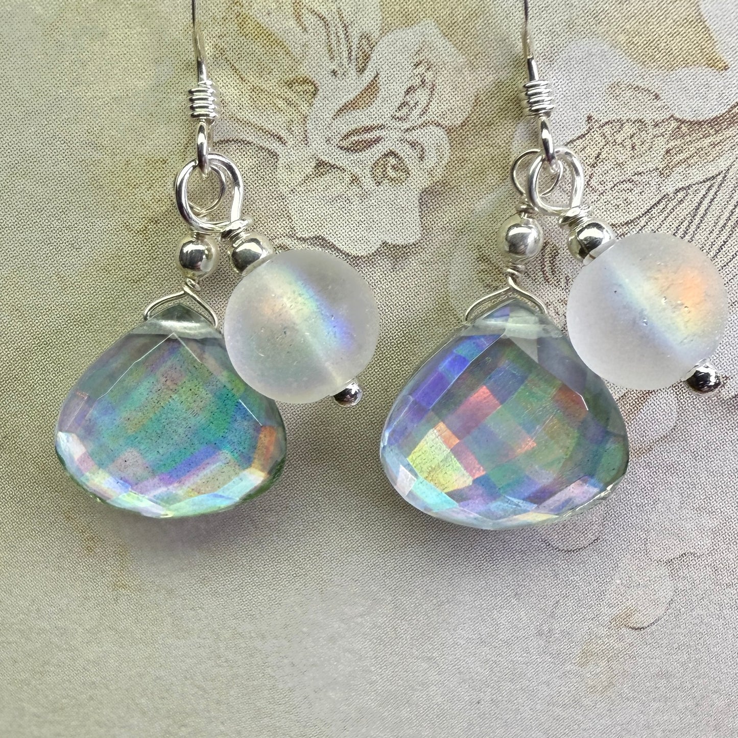 on the turning tide -  moon-glass earrings