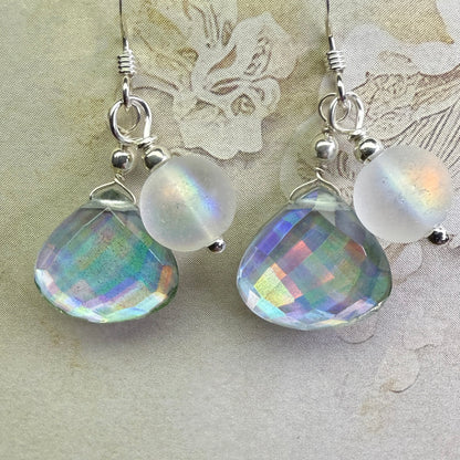 on the turning tide -  moon-glass earrings