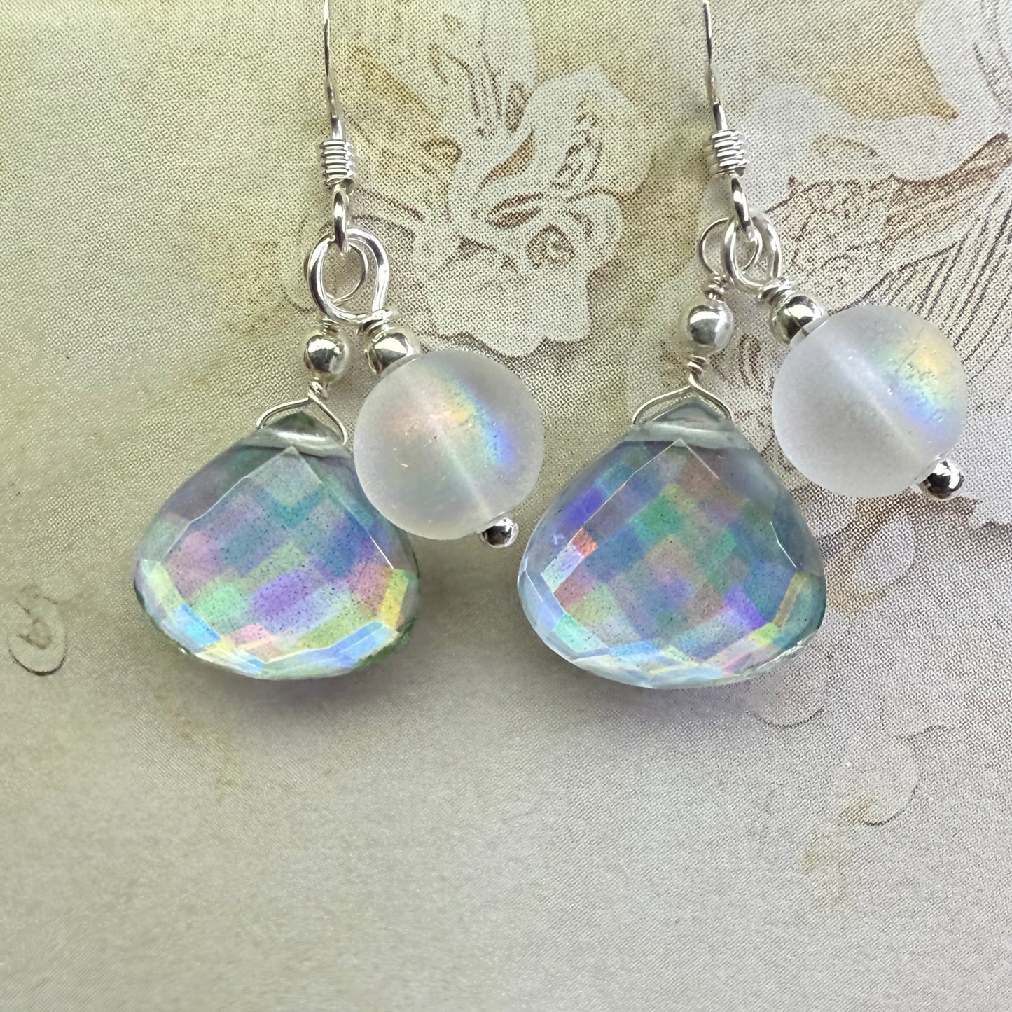 on the turning tide -  moon-glass earrings