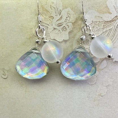 on the turning tide -  moon-glass earrings