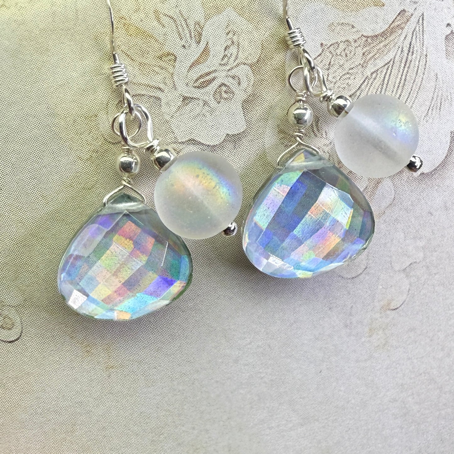 on the turning tide -  moon-glass earrings