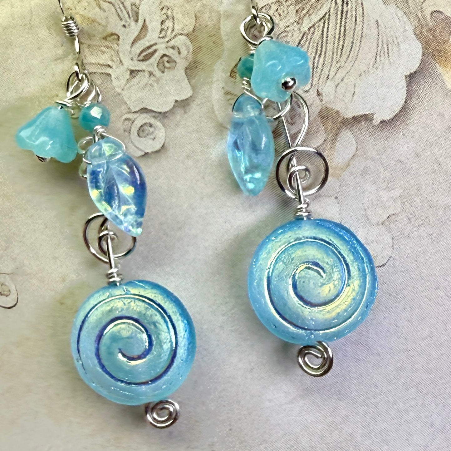 on the turning tide - blue spiral earrings