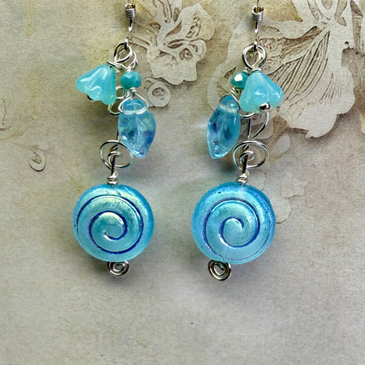 on the turning tide - blue spiral earrings