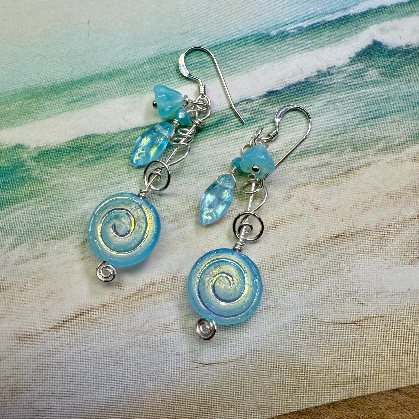 on the turning tide - blue spiral earrings