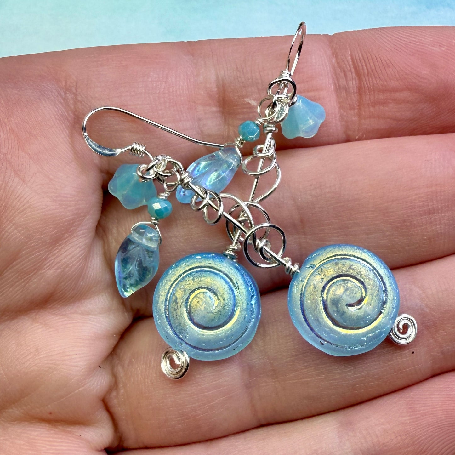 on the turning tide - blue spiral earrings