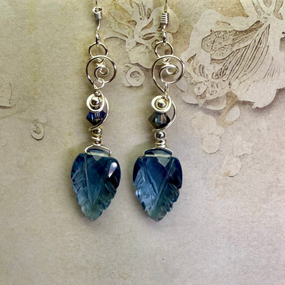 on the turning tide - carved blue earrings