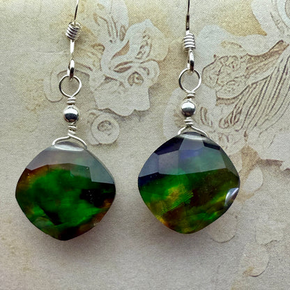 on the turning tide - green aurora earrings
