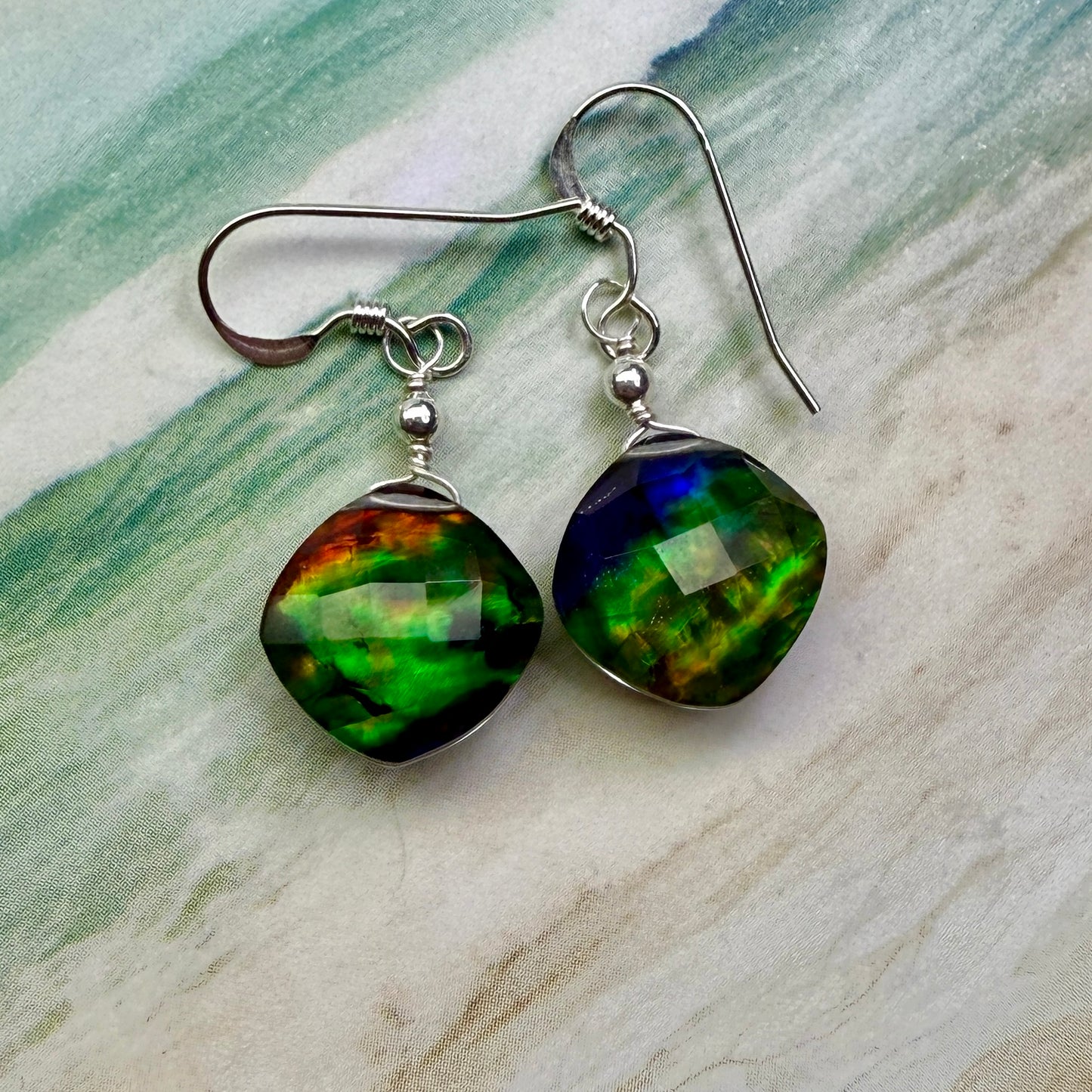 on the turning tide - green aurora earrings