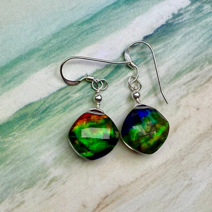 on the turning tide - green aurora earrings