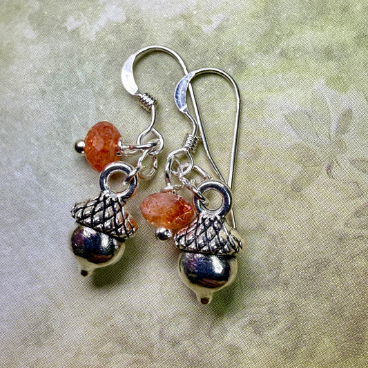 in the waiting woods - acorn earrings with sunstone
