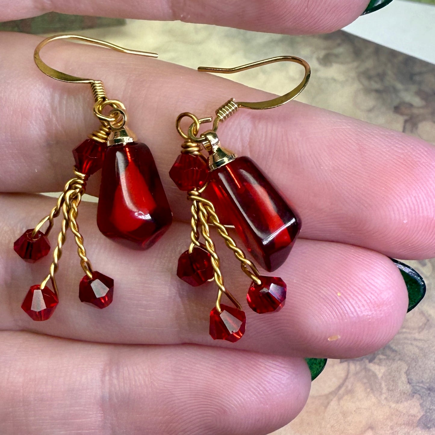 in the waiting woods - pomegranate earrings