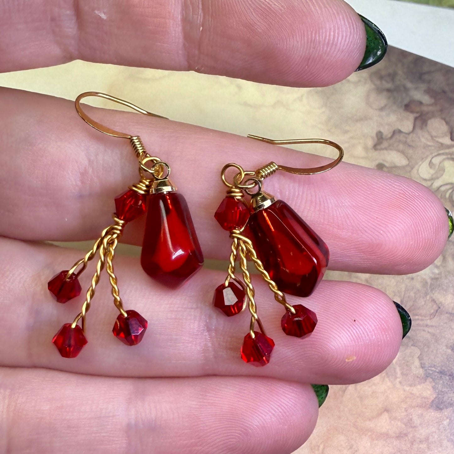 in the waiting woods - pomegranate earrings