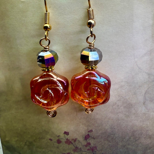 in the waiting woods - persimmon rose earrings