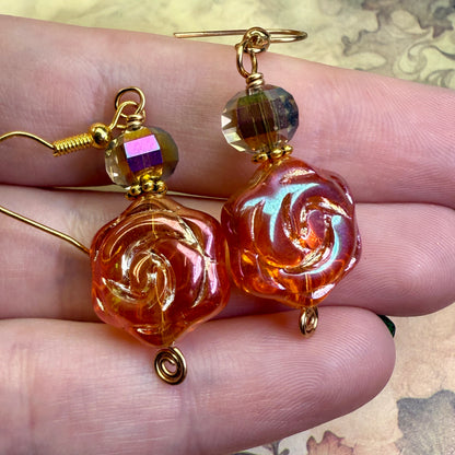 in the waiting woods - persimmon rose earrings
