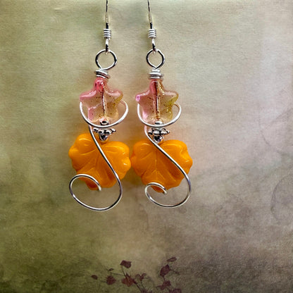 in the waiting woods - leaf & star earrings