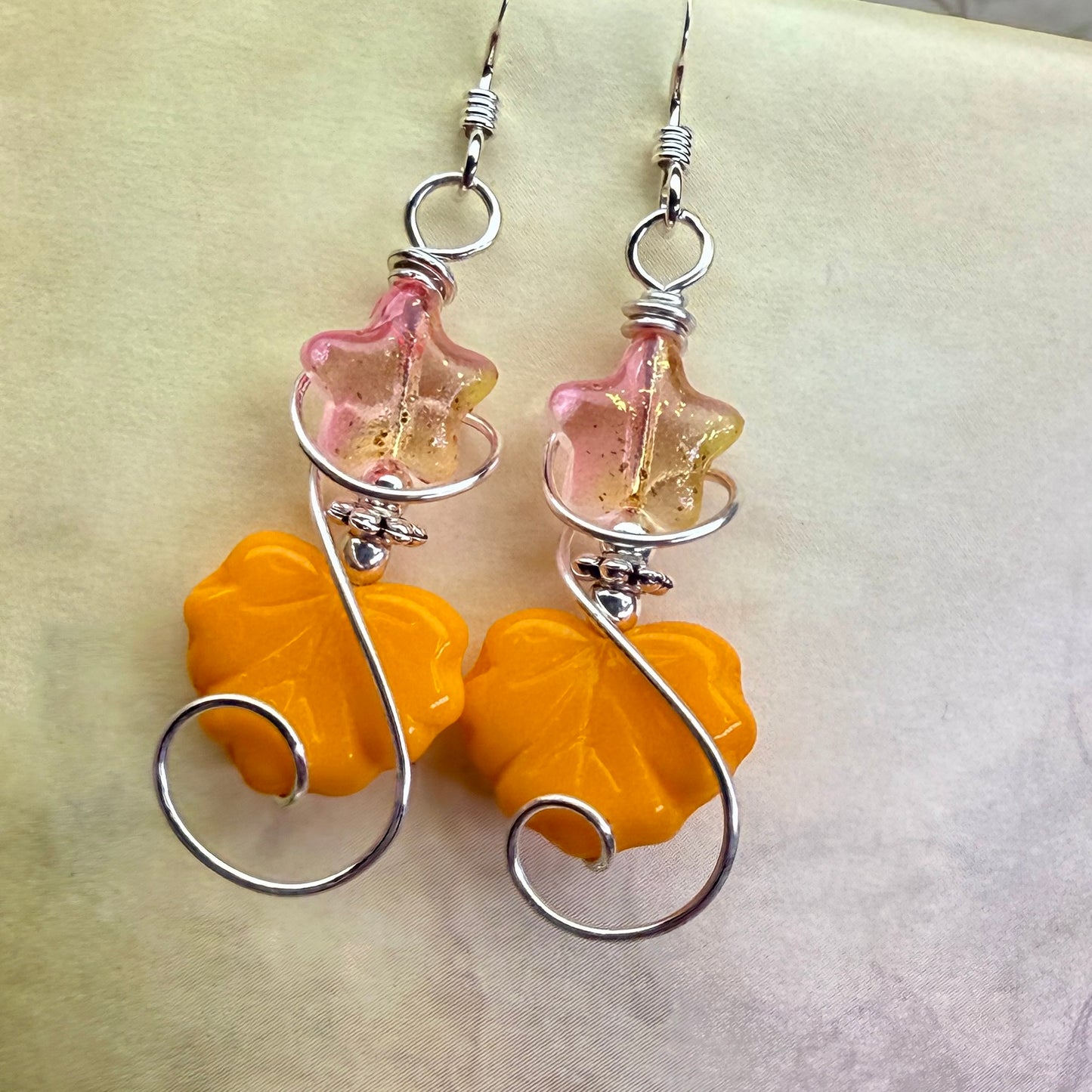 in the waiting woods - leaf & star earrings