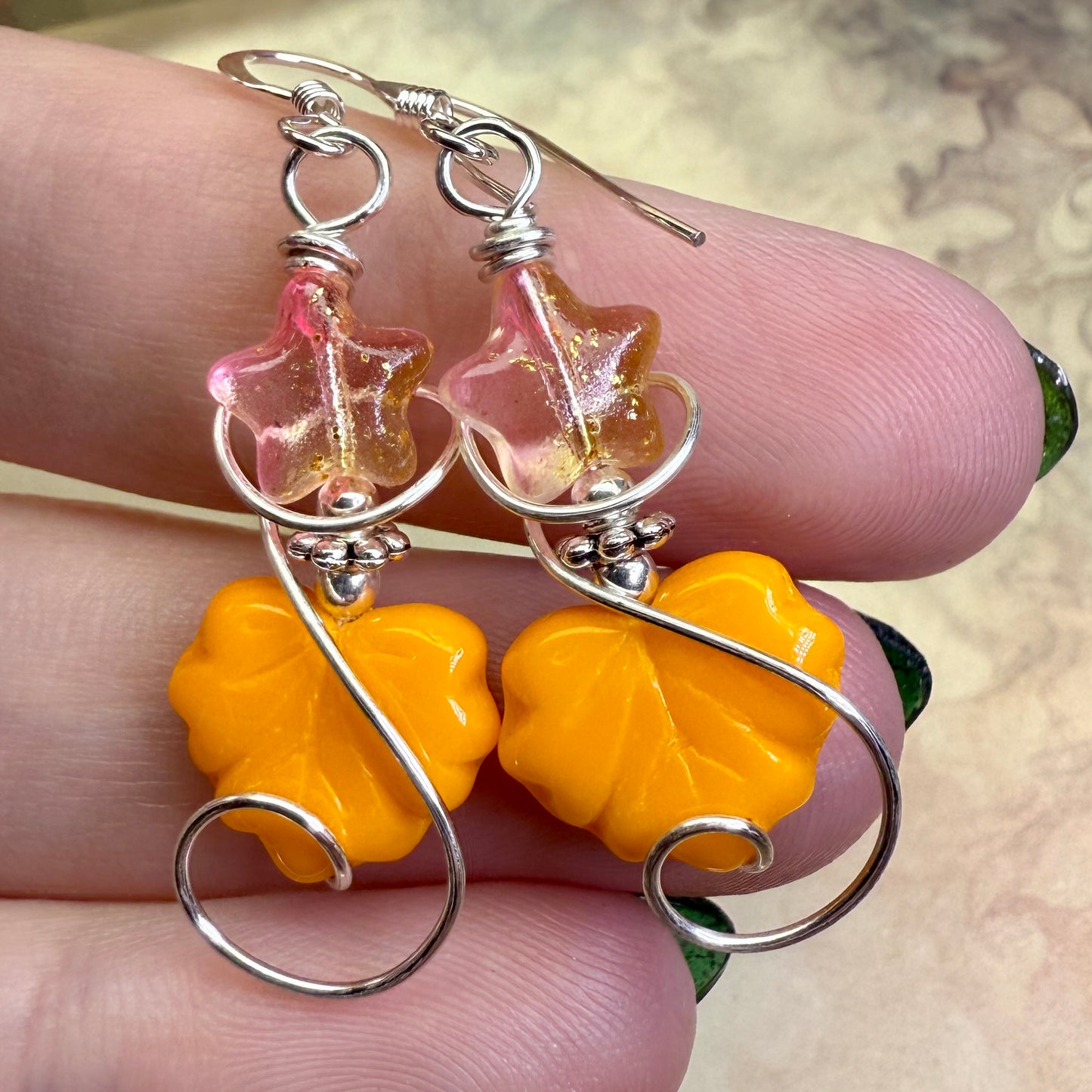 in the waiting woods - leaf & star earrings