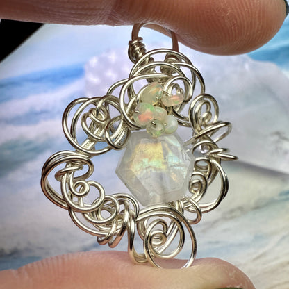 on the turning tide - moonstone & opal pendant