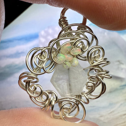 on the turning tide - moonstone & opal pendant