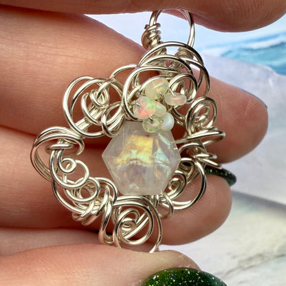 on the turning tide - moonstone & opal pendant
