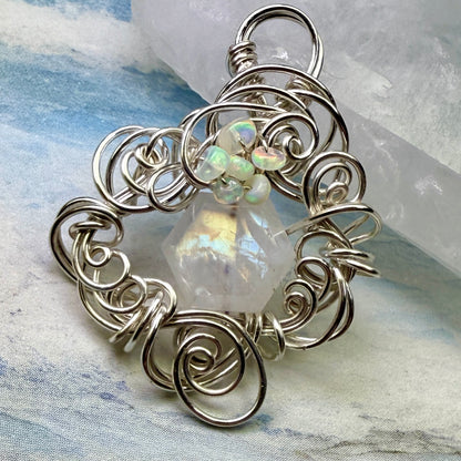 on the turning tide - moonstone & opal pendant