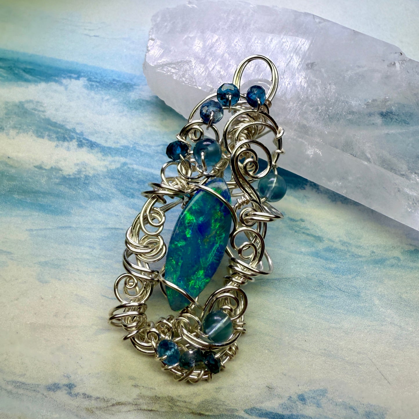 on the turning tide - opal pendant