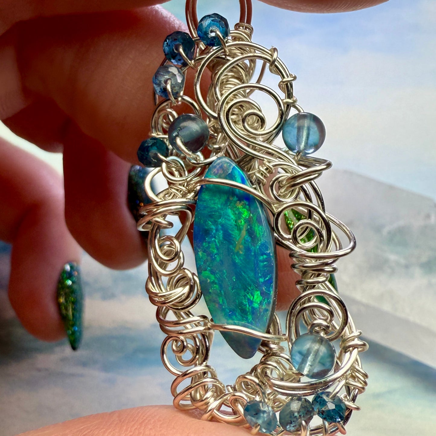 on the turning tide - opal pendant
