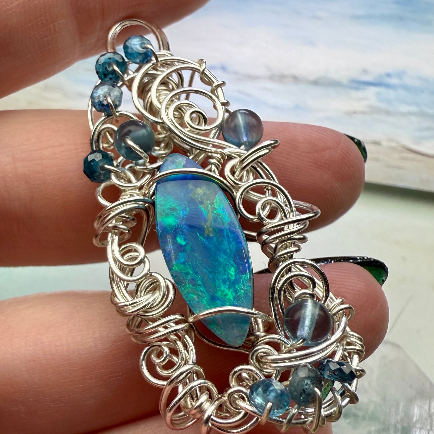 on the turning tide - opal pendant
