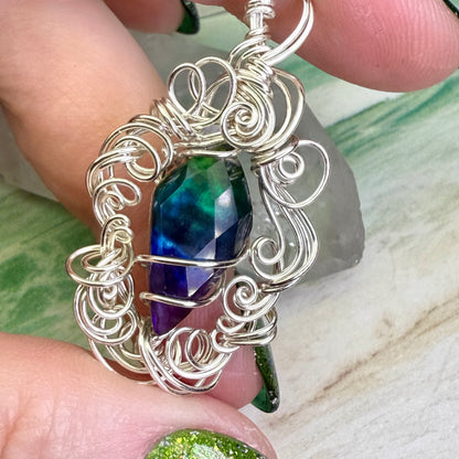 on the turning tide - green & blue aurora pendant