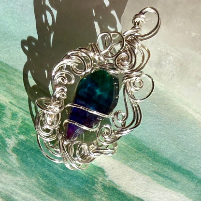 on the turning tide - green & blue aurora pendant