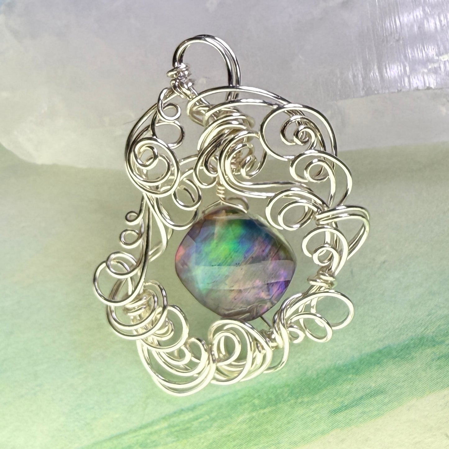 on the turning tide - lighter rainbow aurora pendant