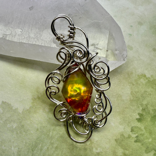 in the waiting woods - yellow & red aurora pendant