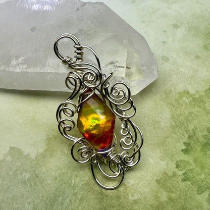 in the waiting woods - yellow & red aurora pendant