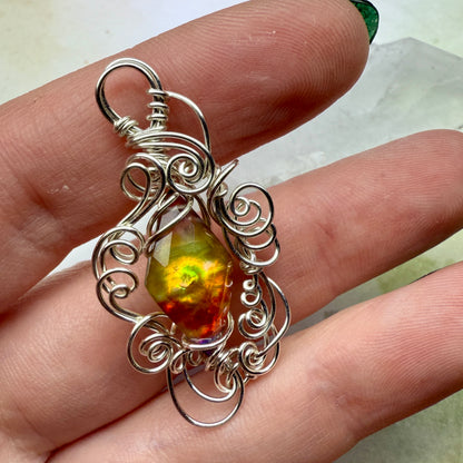 in the waiting woods - yellow & red aurora pendant