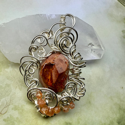 in the waiting woods - fire opal pendant