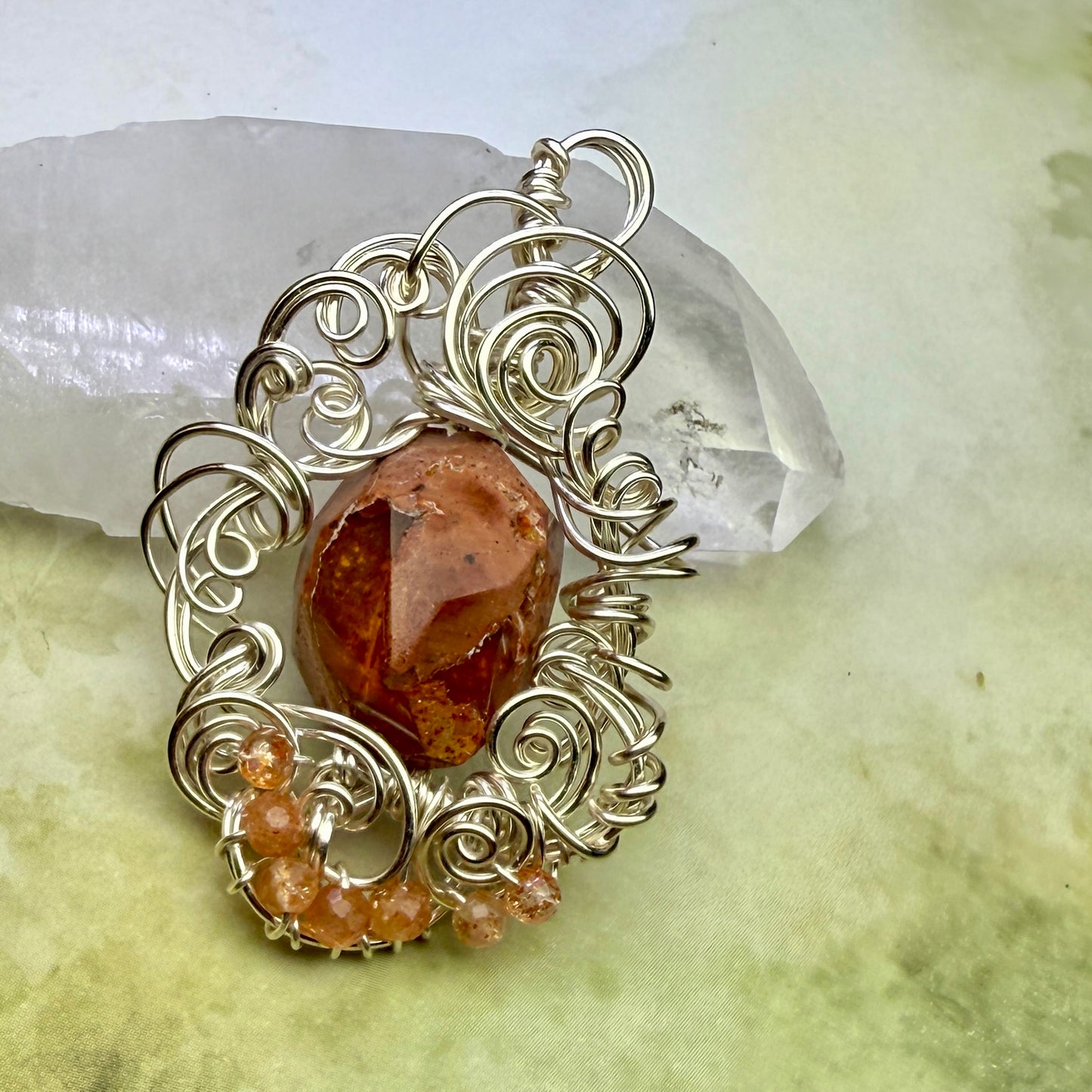 in the waiting woods - fire opal pendant