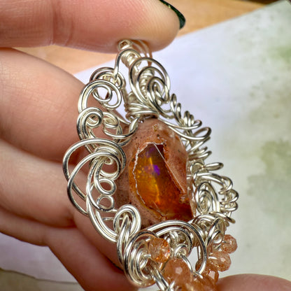 in the waiting woods - fire opal pendant