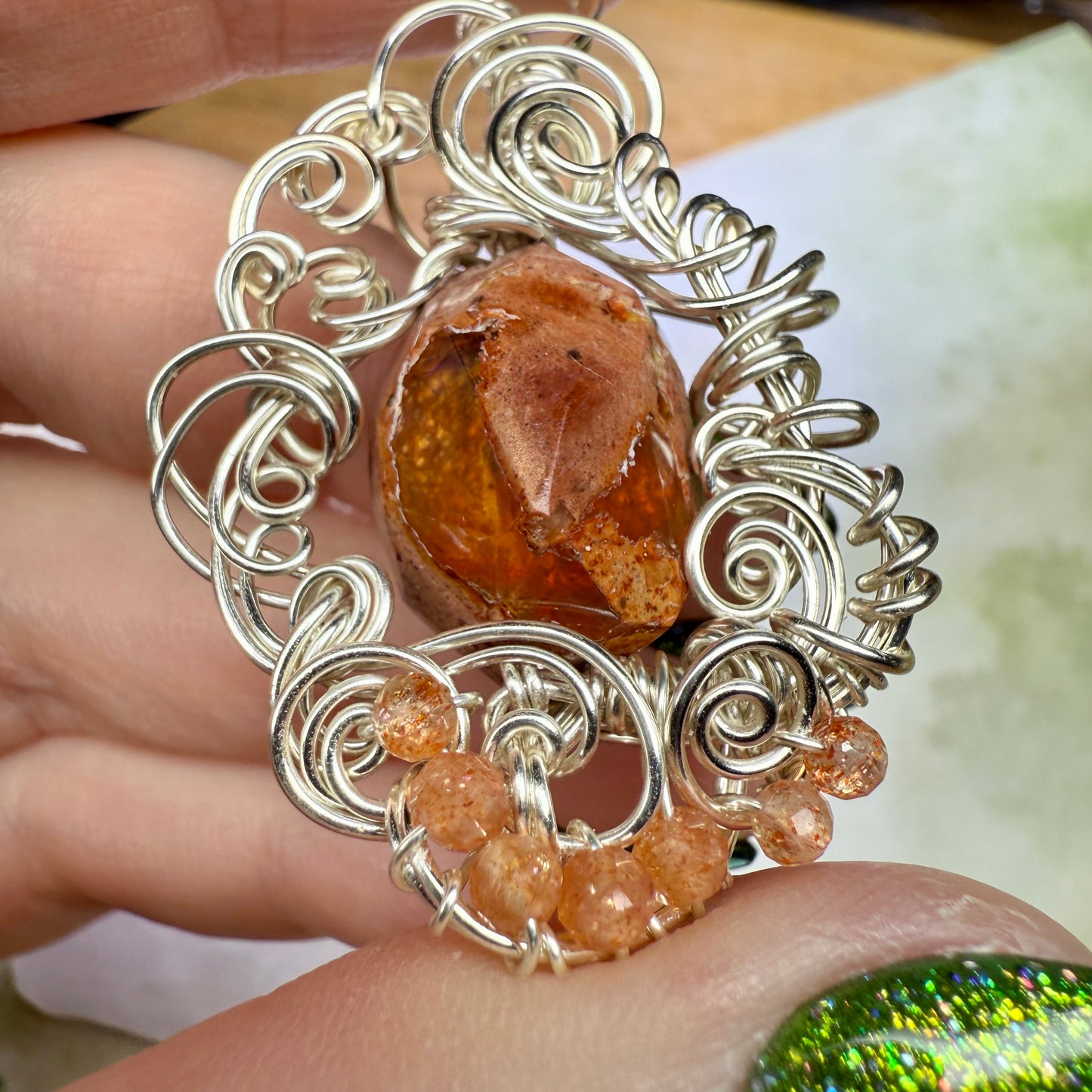 in the waiting woods - fire opal pendant