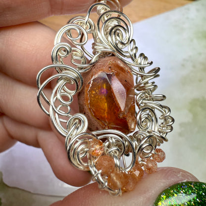 in the waiting woods - fire opal pendant