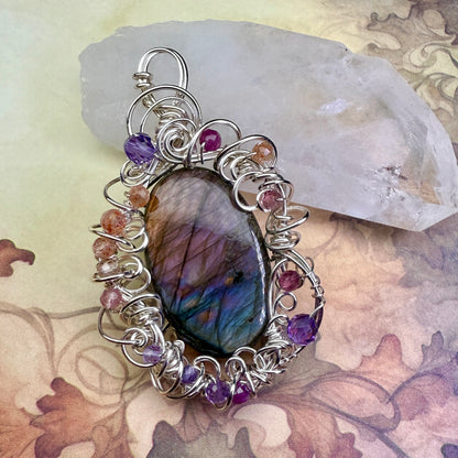 in the waiting woods - purple labradorite pendant
