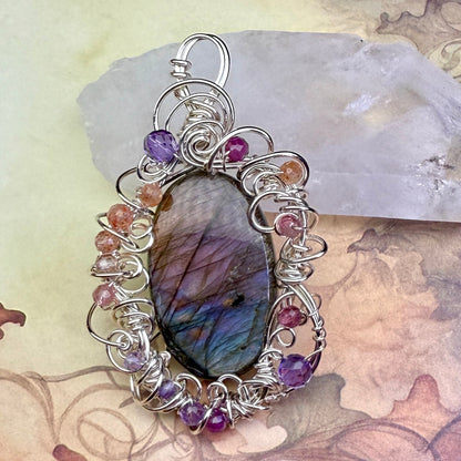 in the waiting woods - purple labradorite pendant