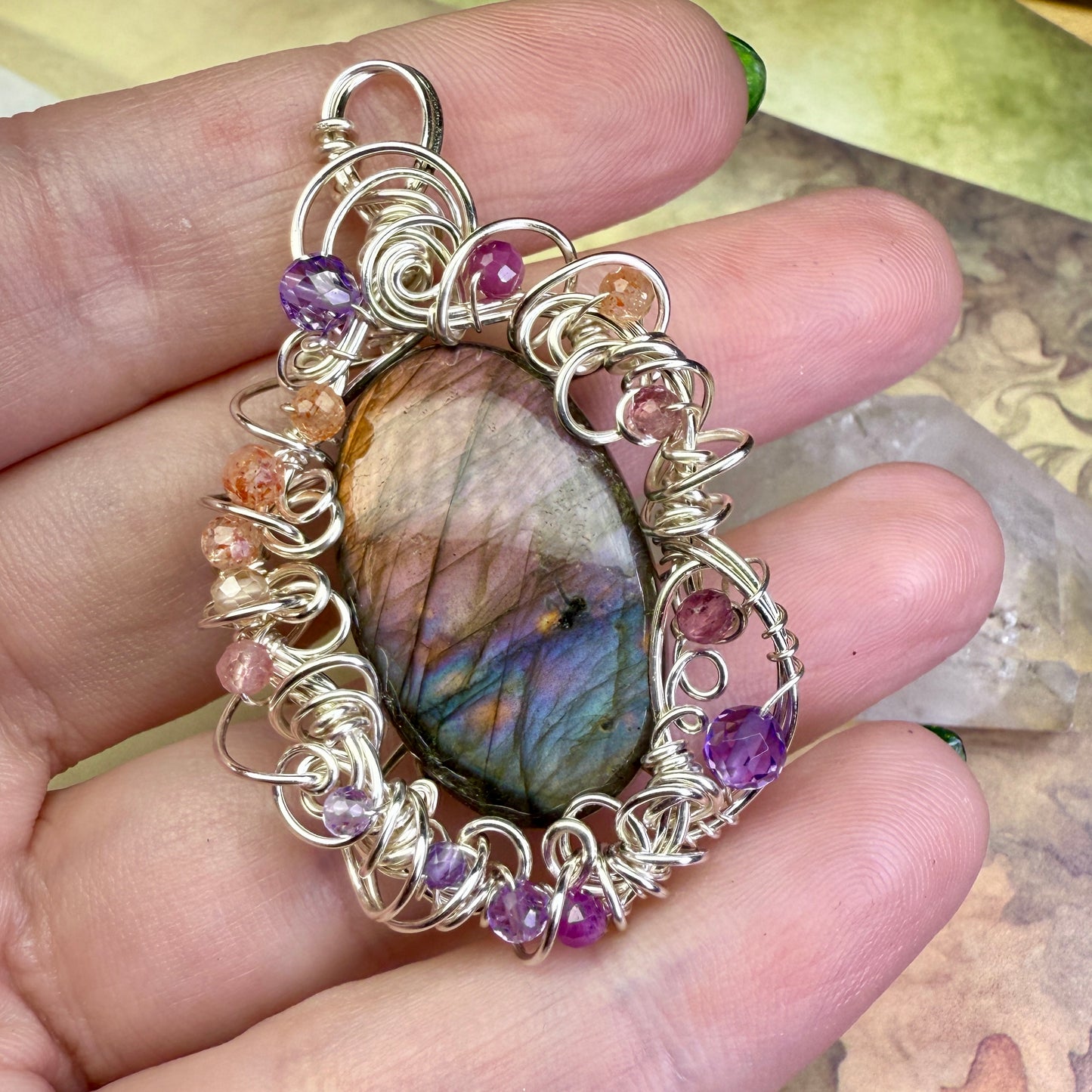 in the waiting woods - purple labradorite pendant