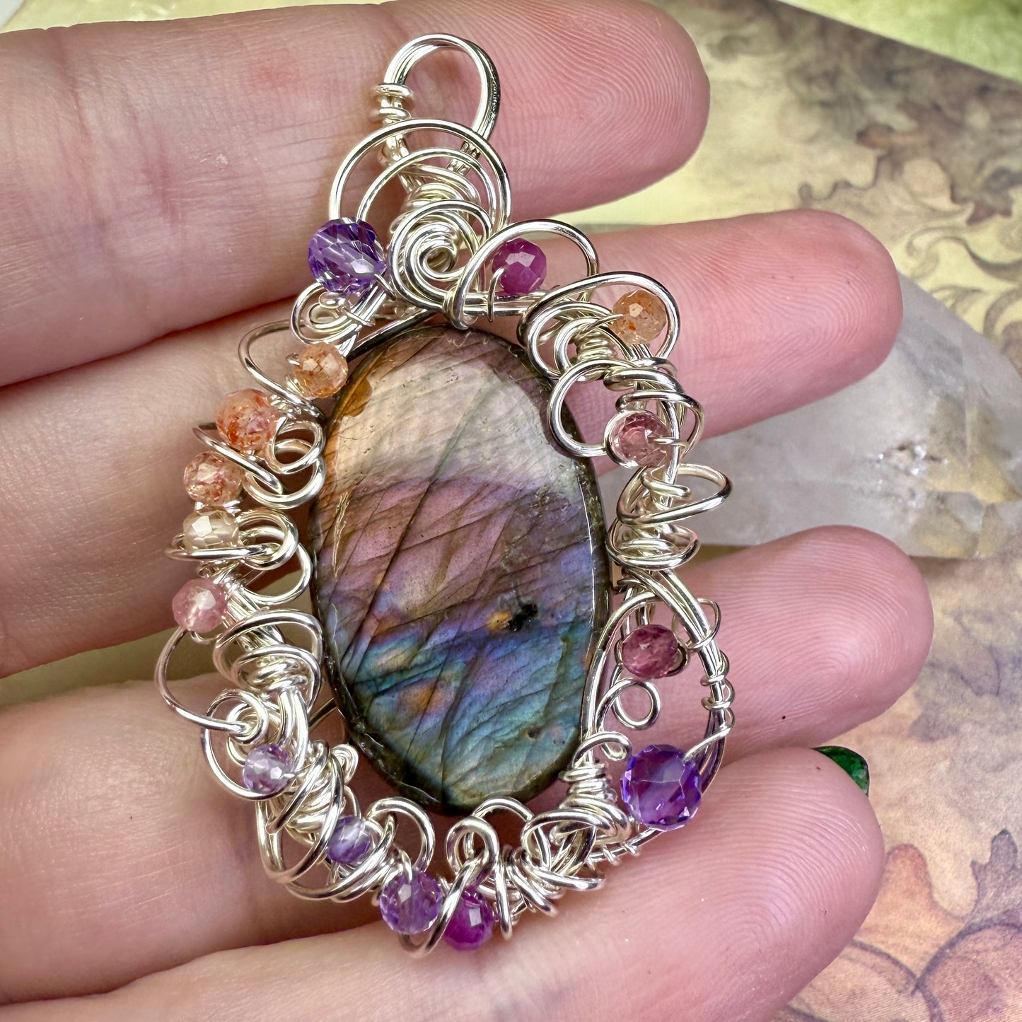 in the waiting woods - purple labradorite pendant
