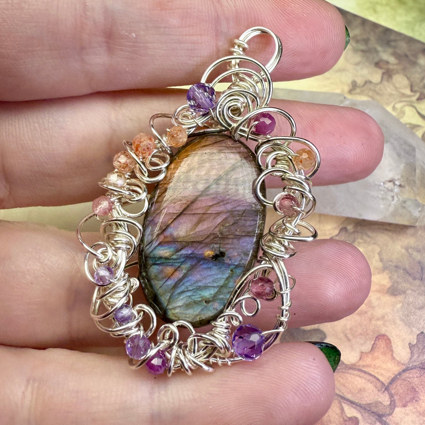 in the waiting woods - purple labradorite pendant
