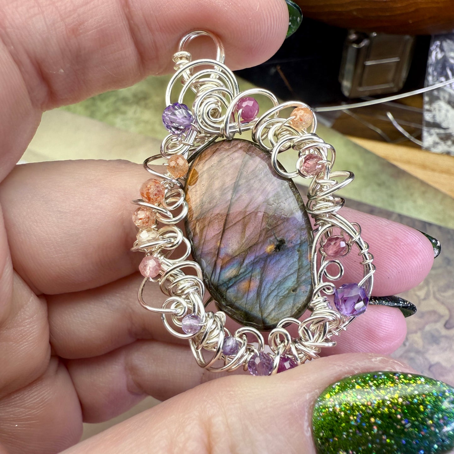 in the waiting woods - purple labradorite pendant