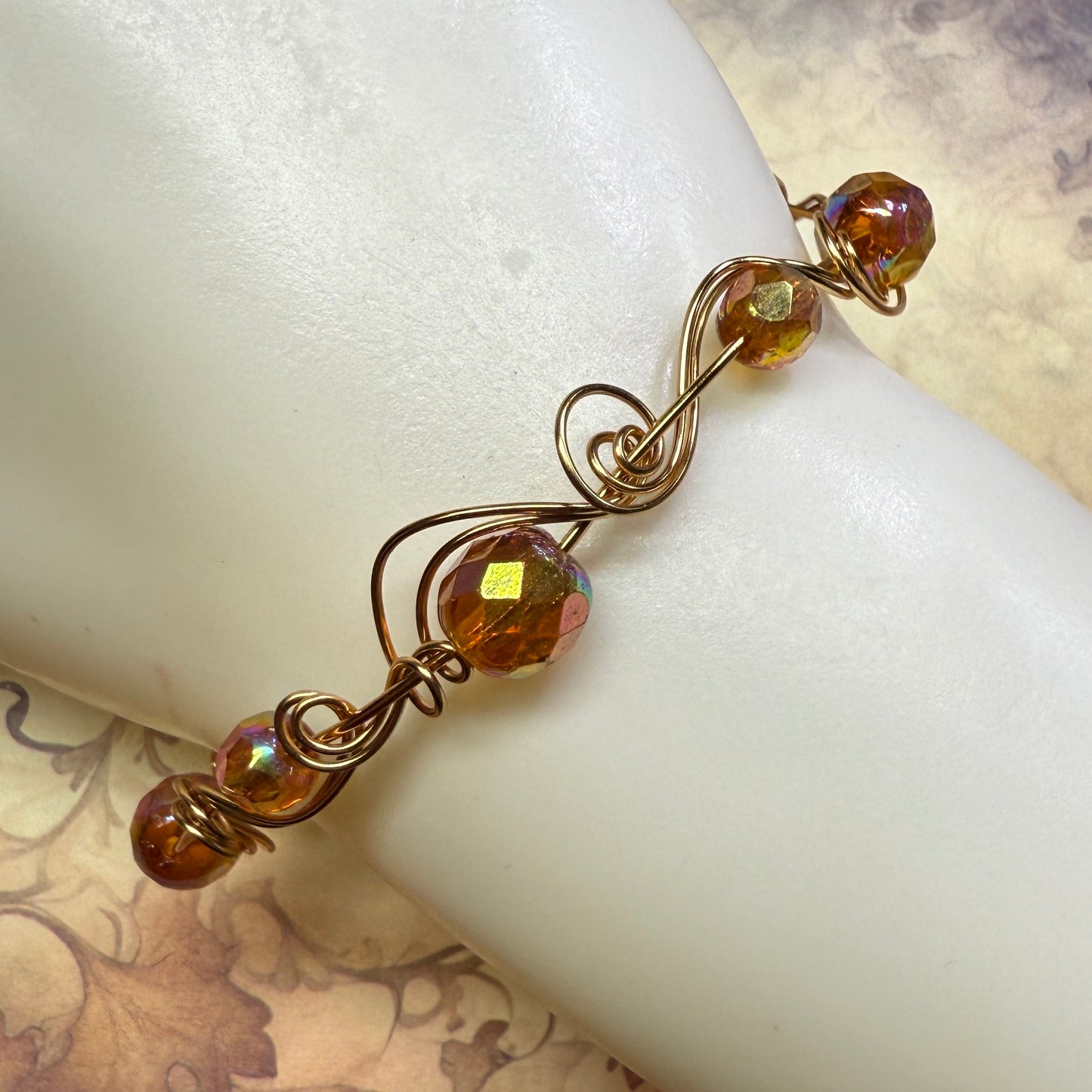 in the waiting woods - vintage orange glass bracelets