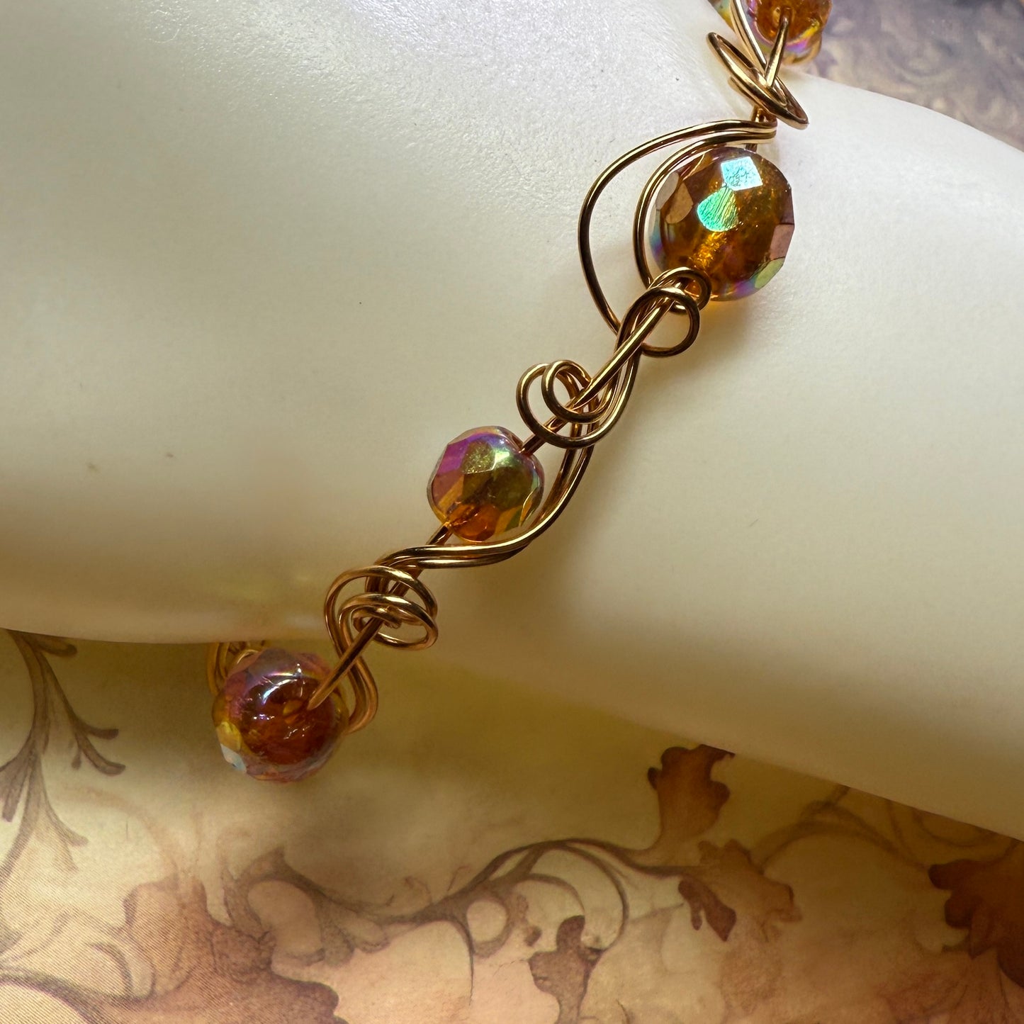 in the waiting woods - vintage orange glass bracelets