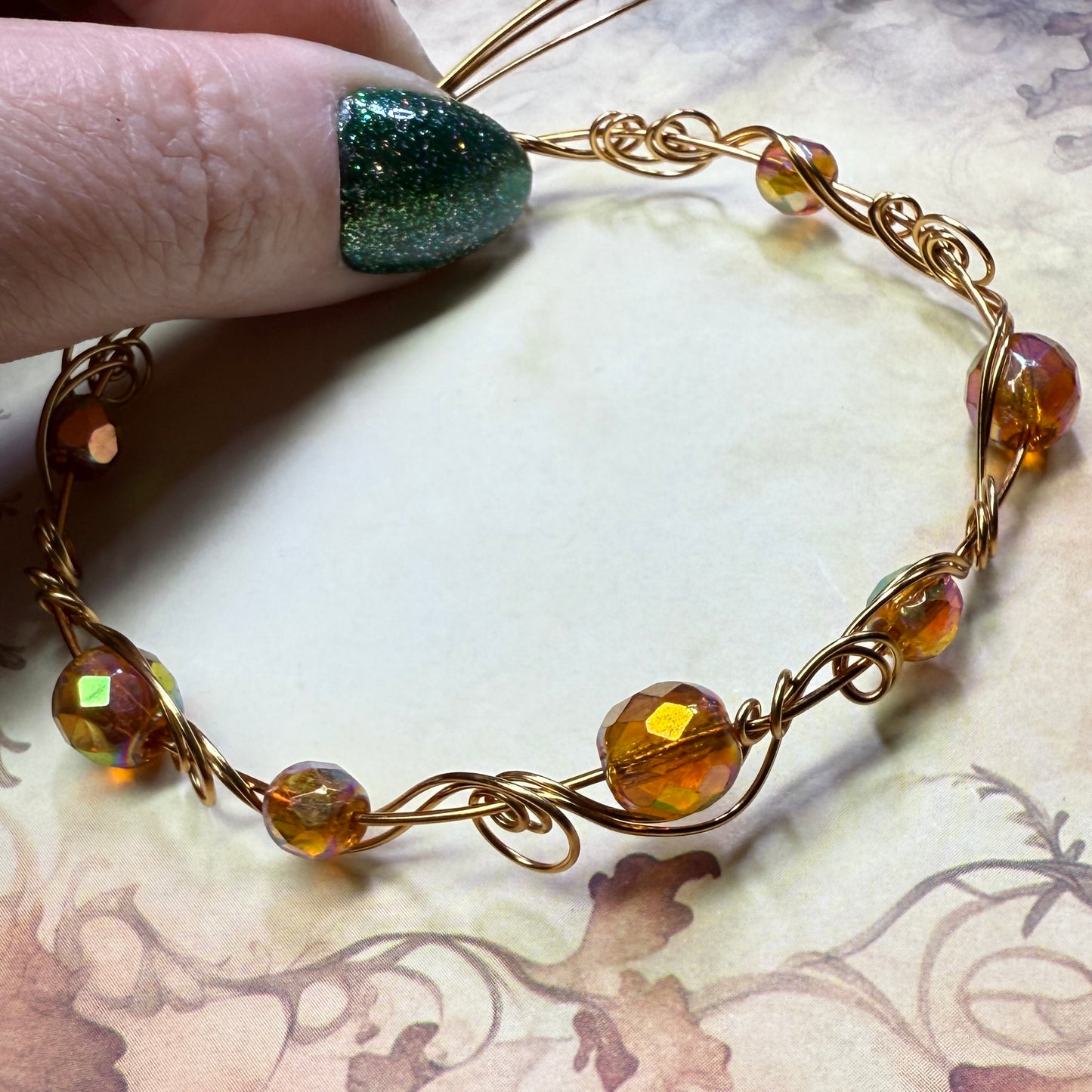 in the waiting woods - vintage orange glass bracelets